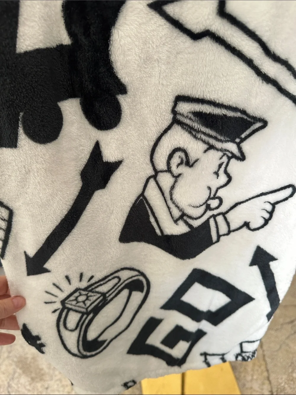 Monopoly Plush Throw Blanket in White and Black - Iconic Game Design